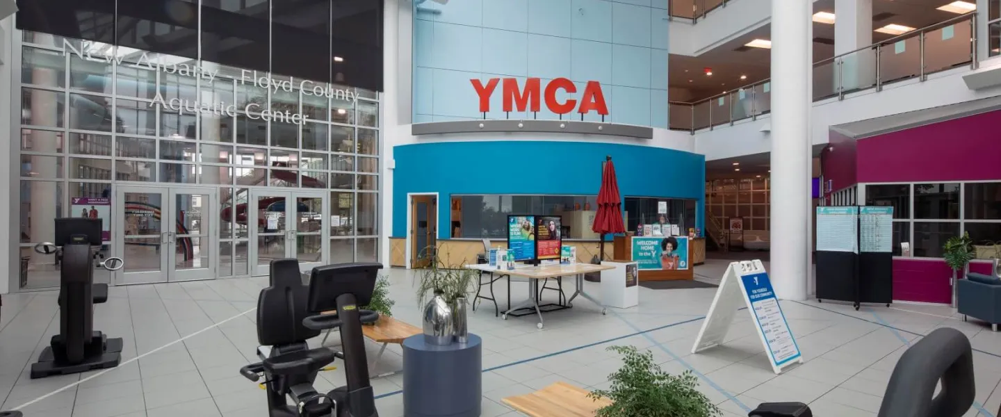 YMCA Louisville Floyd County branch lobby