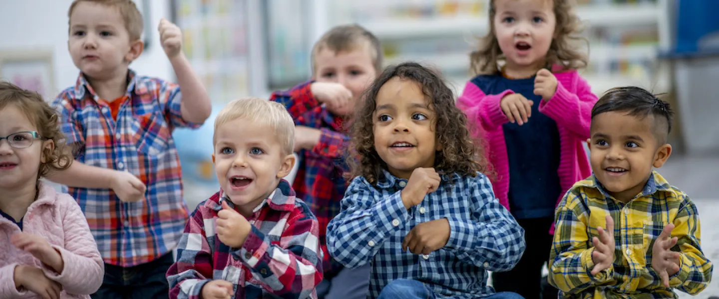 Kids playing together at YMCA child care program