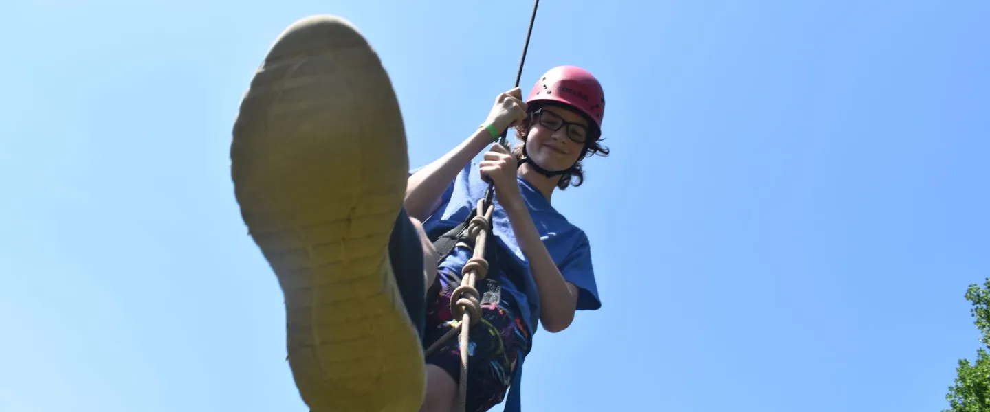 Camper on the zipline