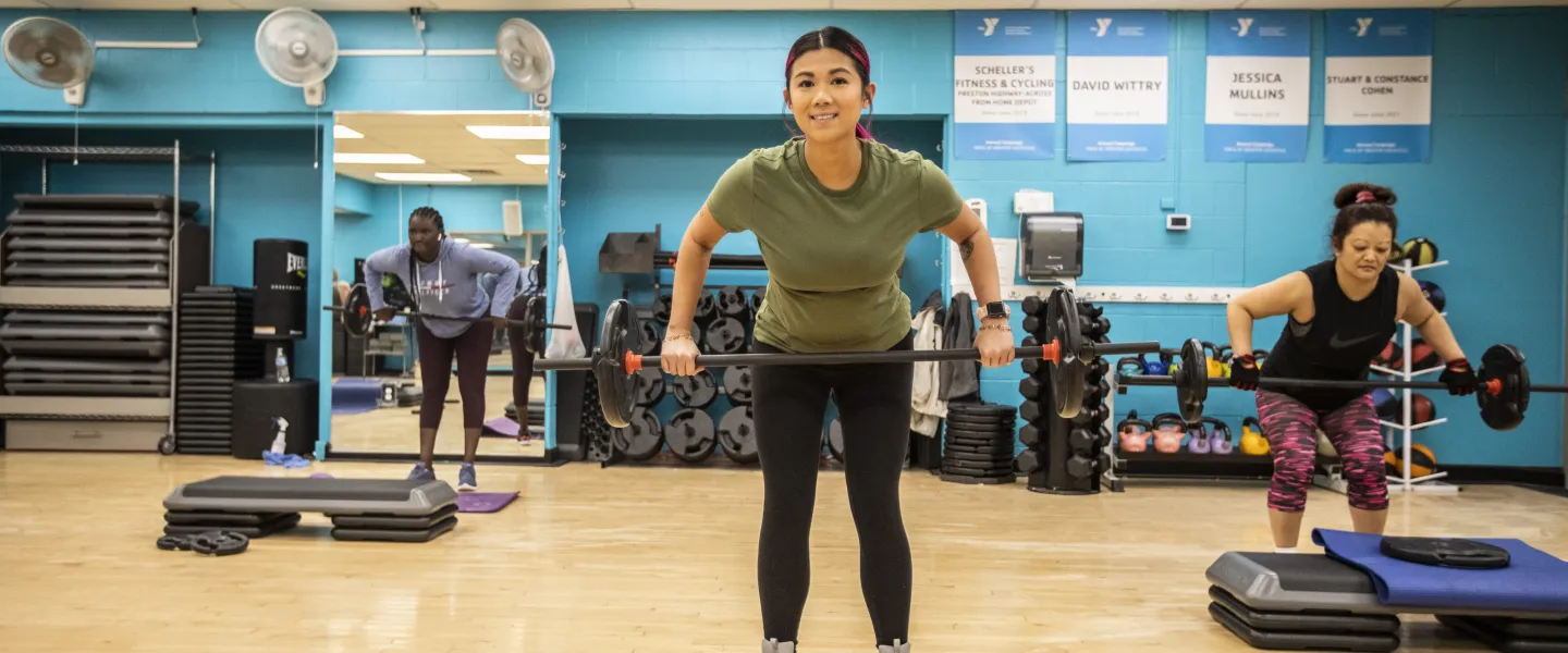 Group of women attending a group exercise class