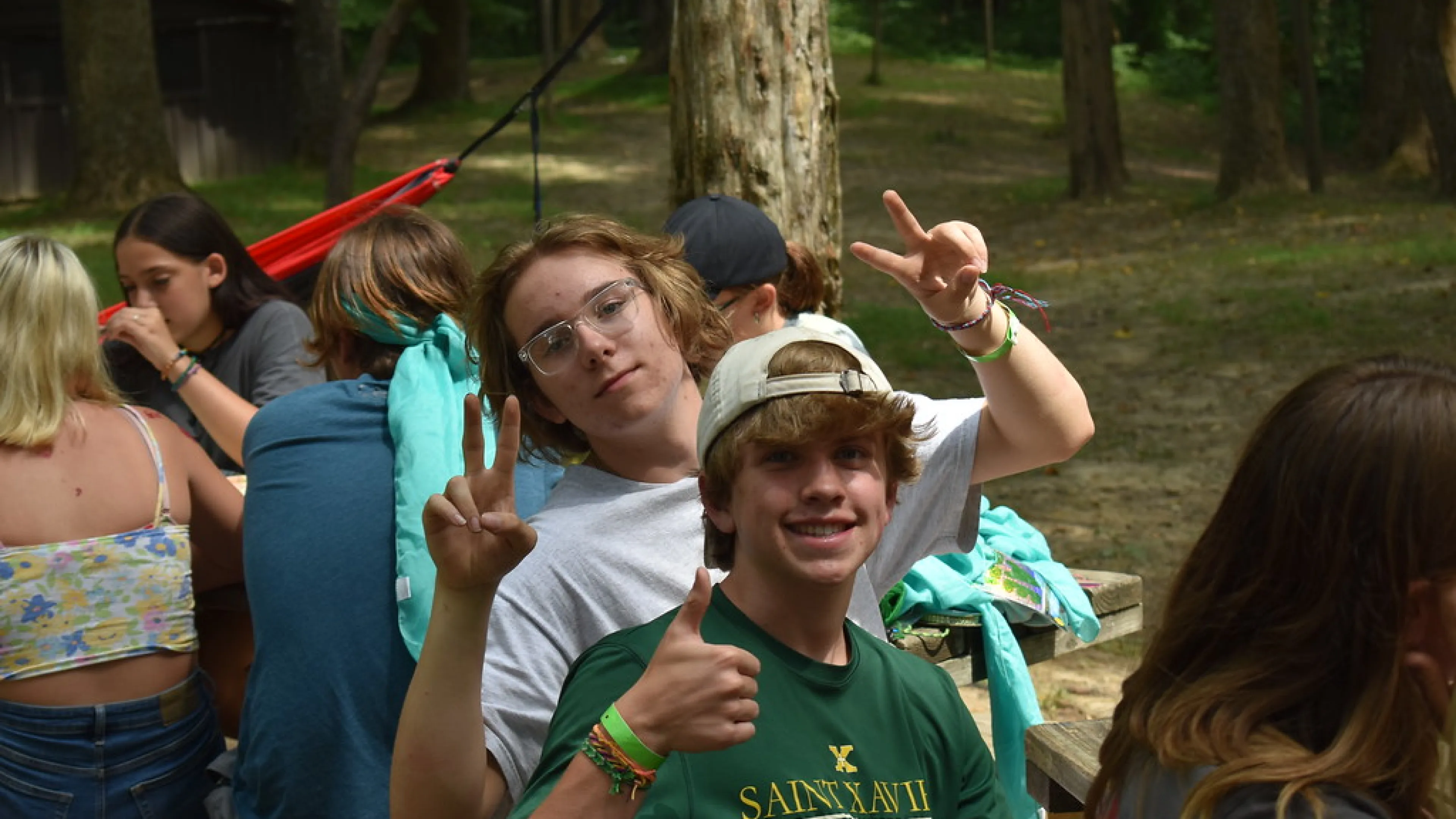YMCA Camp Piomingo Campers giving the thumbs up for the camera