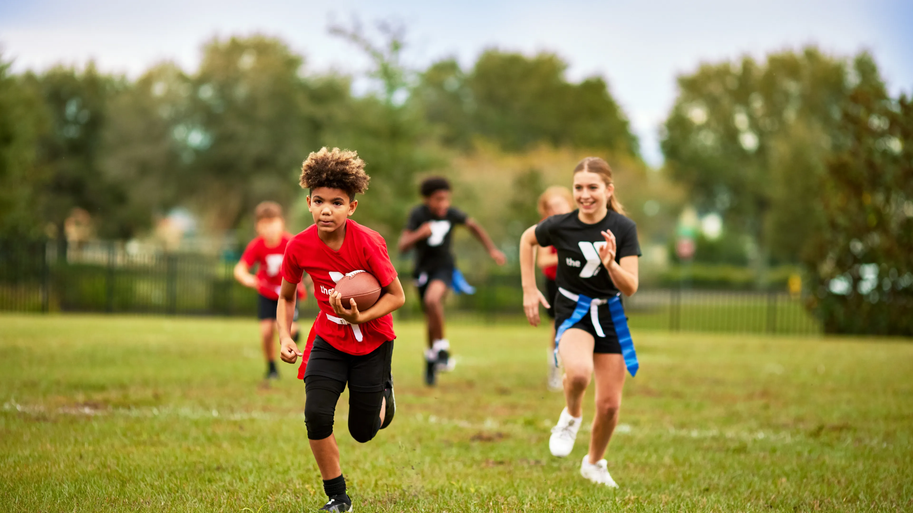 Children playing flag football