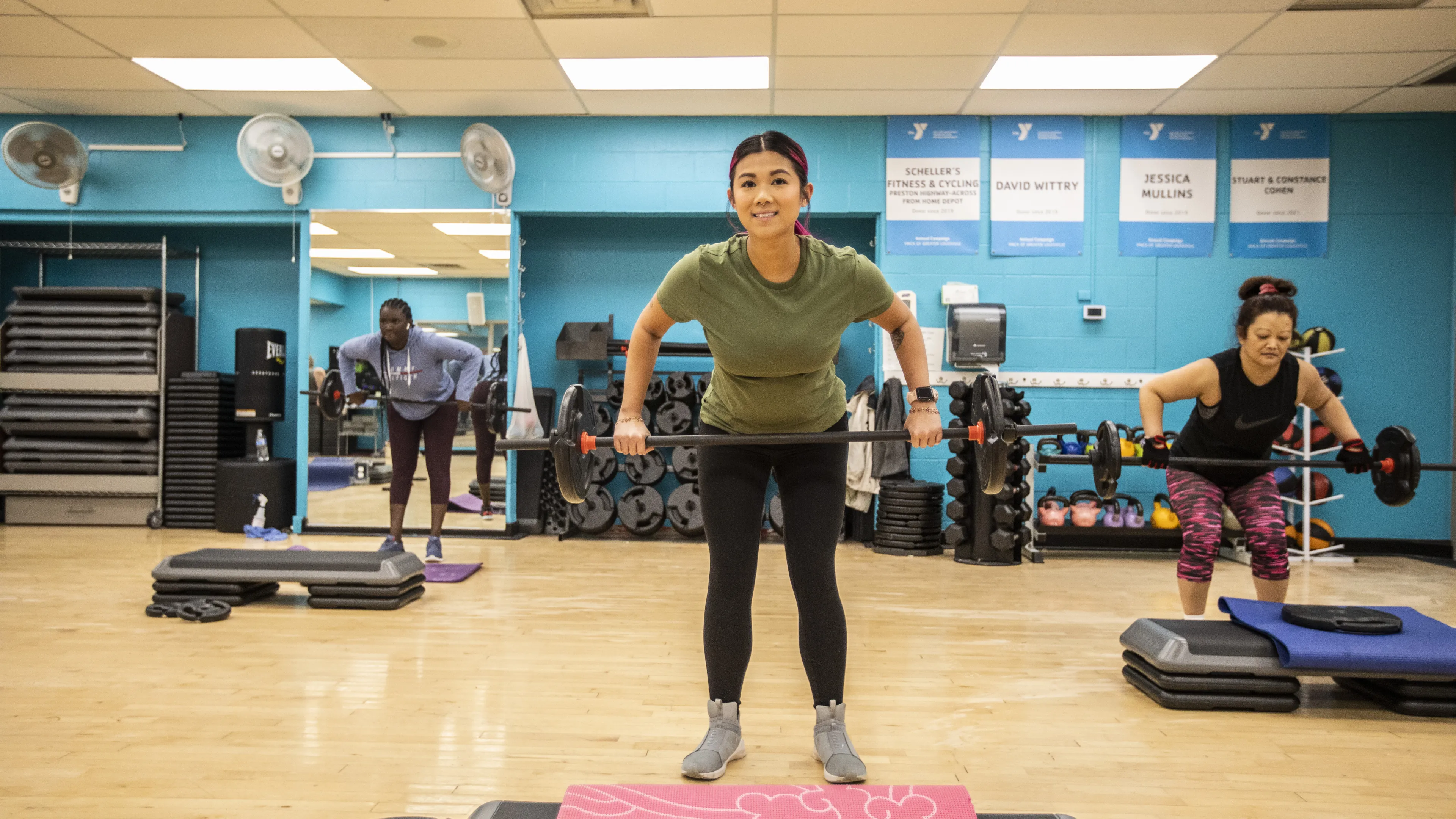 Group of women attending a group exercise class